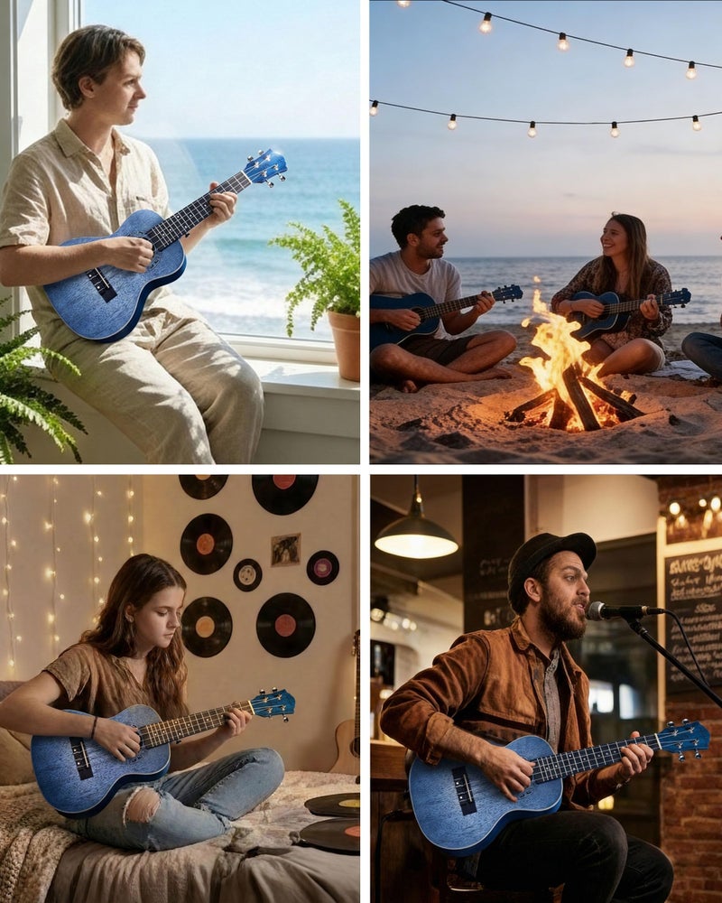Ranch Tenor Ukulele Ranch 26 inch Professional Wooden ukelele Instrument with Online 12 Lessons and Gig Bag - Small Hawaiian Guitar - Starry Blue - Image 2